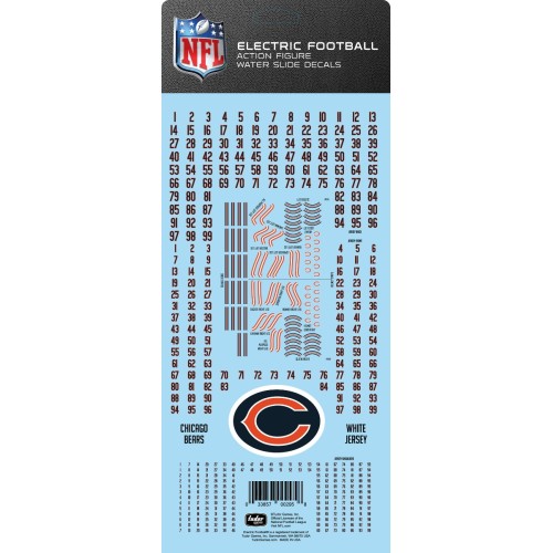 Chicago Bears White Uniform NFL Water Slide Decal Set