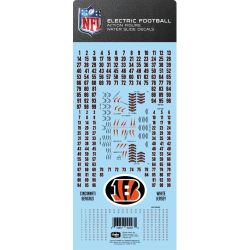 Cincinnati Bengals White Uniform NFL Water Slide Decal Set