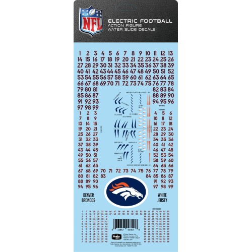 Denver Broncos White Uniform NFL Water Slide Decal Set