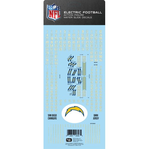 Los Angeles Chargers Dark Uniform NFL Water Slide Decal Set