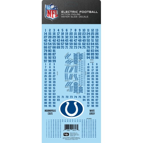 Indianapolis Colts White Uniform NFL Water Slide Decal Set