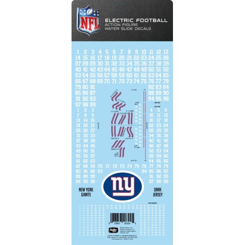 New York Giants Dark Uniform NFL Water Slide Decal Set