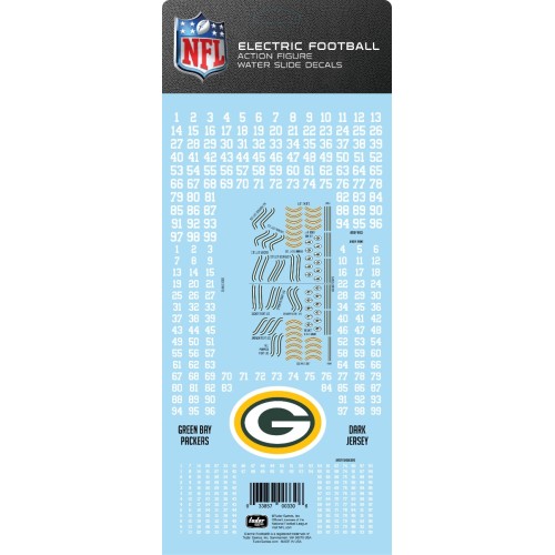 Green Bay Packers Dark Uniform NFL Water Slide Decal Set