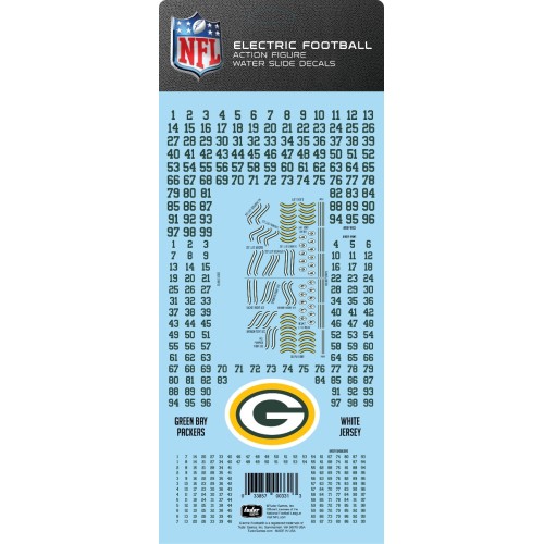 Green Bay Packers White Uniform NFL Water Slide Decal Set