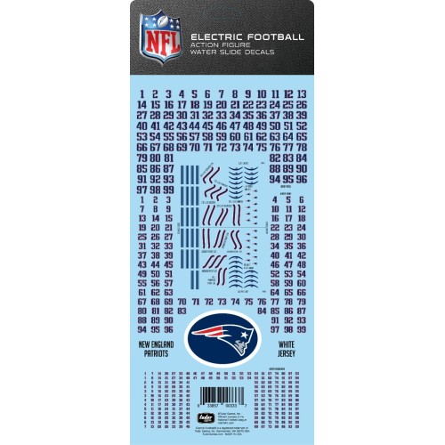 New England Patriots White Uniform NFL Water Slide Decal Set