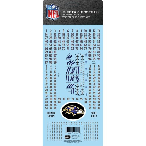 Baltimore Ravens White Uniform NFL Water Slide Decal Set