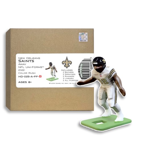 New Orleans Saints NFL Away Uni-Forms, 11 Player Action Figure Kit, Color Rush 2022-