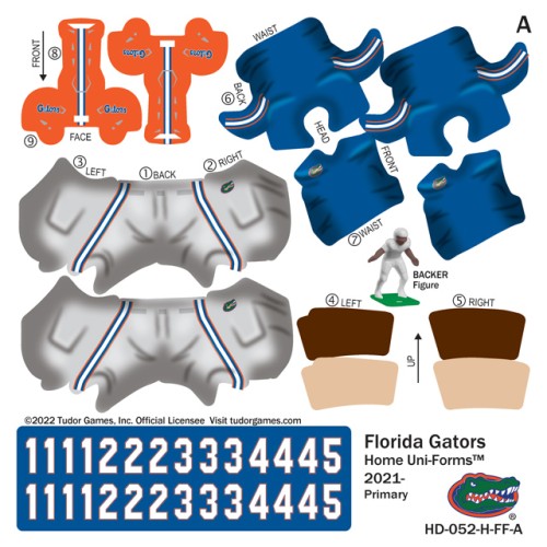 Florida Gators Home Uni-Forms, 11 Player Action Figure Kit, Primary 2021-