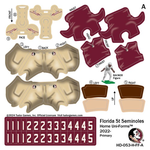 Florida State Seminoles Home Uni-Forms, 11 Player Action Figure Kit, Primary 2022-