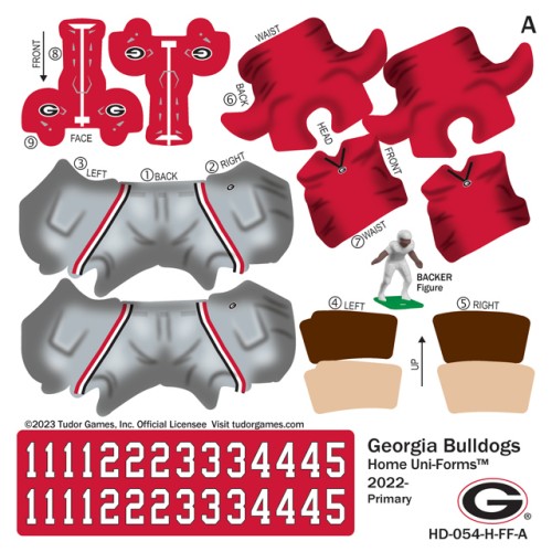 Georgia Bulldogs Home Uni-Forms, 11 Player Action Figure Kit, Primary 2021-