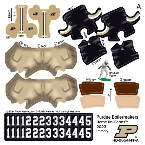 Purdue Boilermakers Home Uni-Forms, 11 Player Action Figure Kit, Primary 2023-