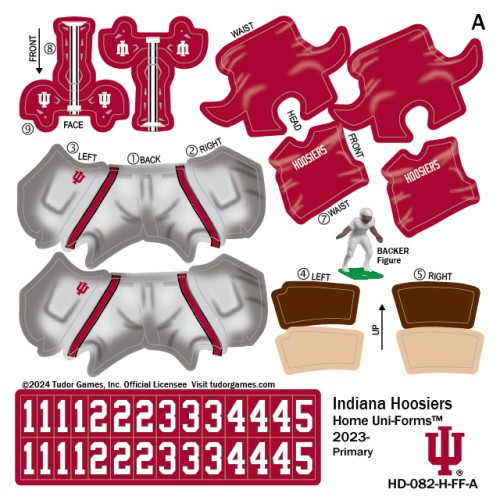 Indiana Hoosiers Home Uni-Forms, 11 Player Action Figure Kit, Primary 2023-