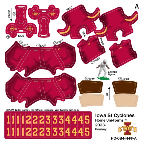 Iowa State Cyclones Home Uni-Forms, 11 Player Action Figure Kit, Primary 2023-