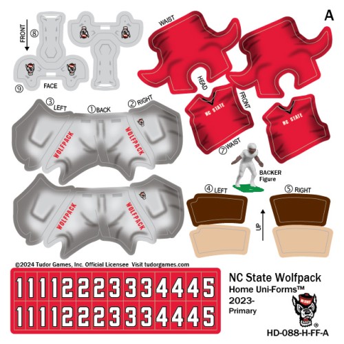 North Carolina State Wolfpack Home Uni-Forms, 11 Player Action Figure Kit, Primary 2023-