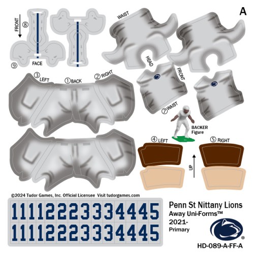 Penn State Nittany Lions Away Uni-Forms, 11 Player Action Figure Kit, Primary 2021-