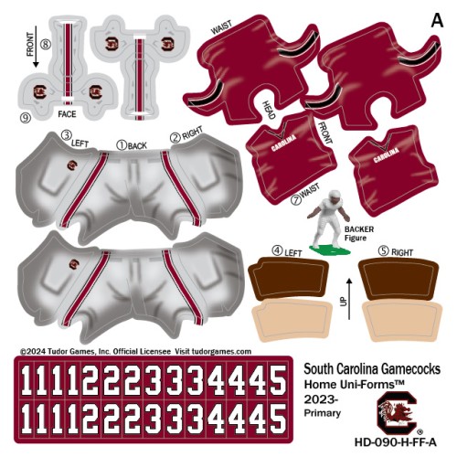 South Carolina Gamecocks Home Uni-Forms, 11 Player Action Figure Kit, Primary 2023-