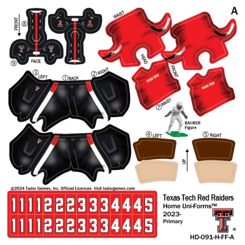 Texas Tech Red Raiders Home Uni-Forms, 11 Player Action Figure Kit, Primary 2023-