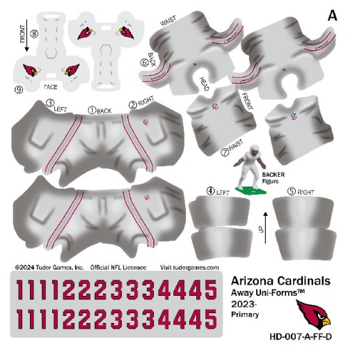 Arizona Cardinals NFL Away Uni-Forms, 11 Player Action Figure Kit, Primary 2023-