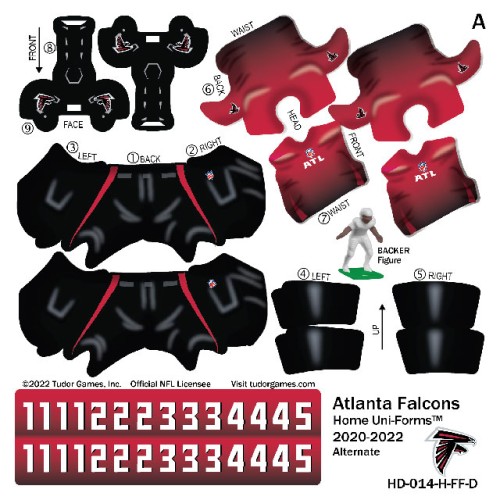 Atlanta Falcons NFL Home Uni-Forms, 11 Player Action Figure Kit, Alternate 2020-2022