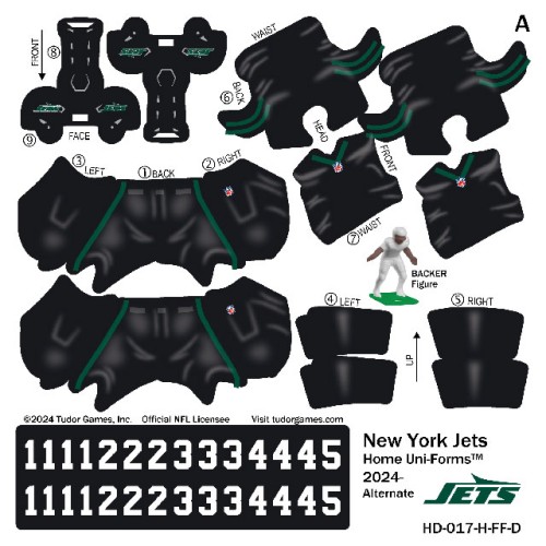 New York Jets NFL Home Uni-Forms, 11 Player Action Figure Kit, Alternate 2024- 