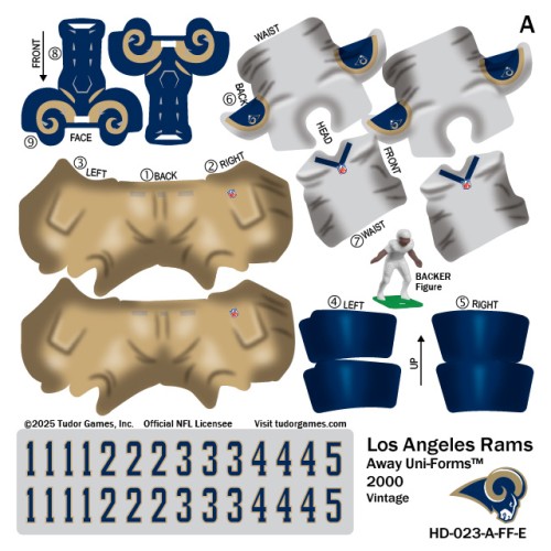 Los Angeles Rams NFL Away Uni-Forms, 11 Player Action Figure Kit, Vintage 2000