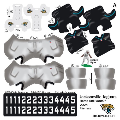 Jacksonville Jaguars NFL Home Uni-Forms, 11 Player Action Figure Kit, Alternate 2024- 