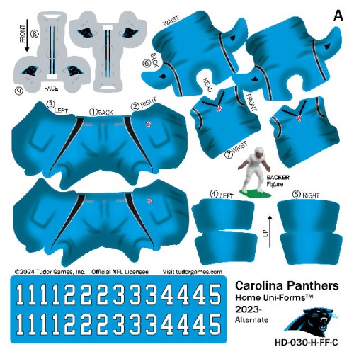 Carolina Panthers NFL Home Uni-Forms, 11 Player Action Figure Kit, Alternate 2023-