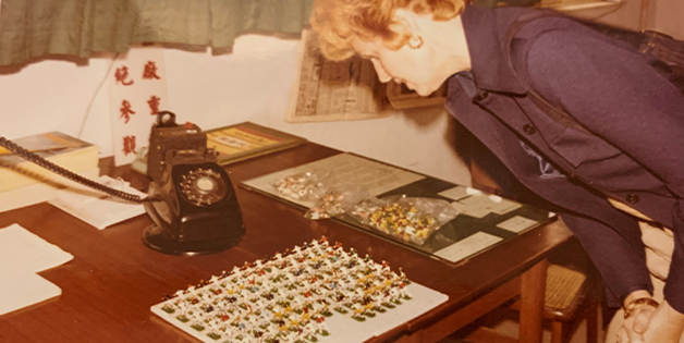 Woman inspecting vintage 