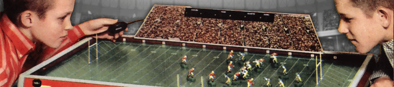 Vintage photo of two boys playing Electric Football